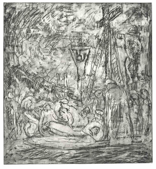 "From Rembrandt: The Lamentation over the Dead Christ - No 2 " by LEON KOSSOFF